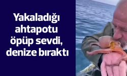 Yakaladığı ahtapotu öpüp sevdi, denize bıraktı