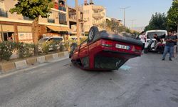 Ehliyetsiz genç, otomobil ile takla attı