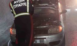 Aydın'da alt geçitte araç yangını