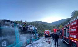 Bozdoğan’da araç yüklü tırda yangın: Araçlar kullanılamaz hale geldi