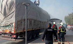 Pamuk yüklü tırda çıkan yangın büyümeden söndürüldü