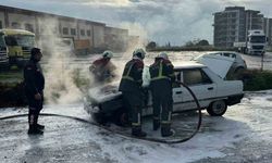 Söke'de otomobil alevlere teslim oldu