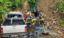 Kamyonet dere yatağına düştü: 2 yaralı