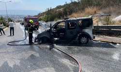 Aydın’da seyir halindeki polis aracı yandı