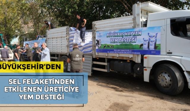 Büyükşehir'den sel felaketinden etkilenen üreticiye yem desteği