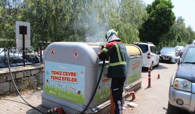 Çöp konteyneri yangını araçlara sıçramadan söndürüldü