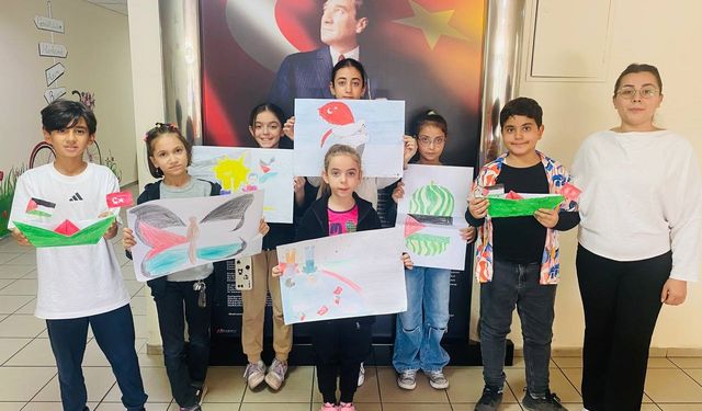 Aydın’da gençlerden Gazze’de yaşananlara sanatla dikkat çekti