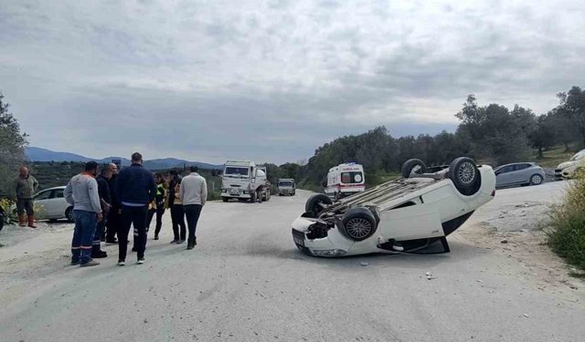 80 yaşındaki sürücü takla atan araçtan sağ çıktı