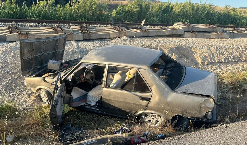 Otomobil takla attı sürücü yaralandı