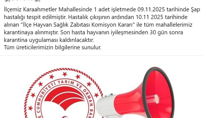 Bozdoğan’da şap hastalığı tespit edildi