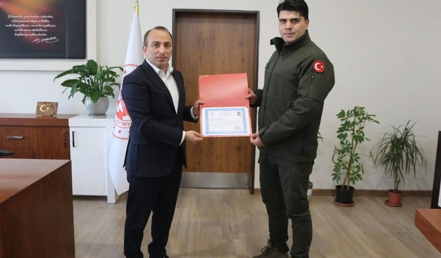 Kaymakam Erdoğan'dan orman personeline teşekkür belgesi