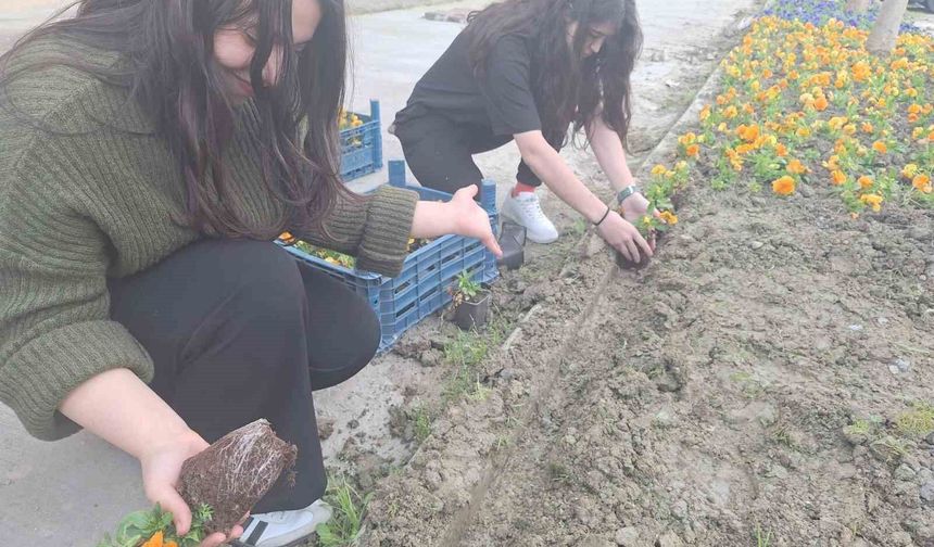 Yurt bahçesi gönüllü öğrencilerle bahara hazırlandı