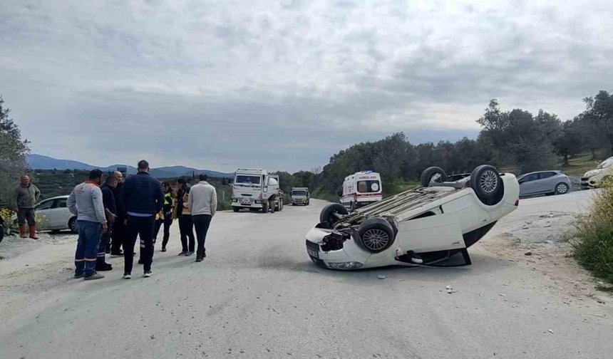 80 yaşındaki sürücü takla atan araçtan sağ çıktı