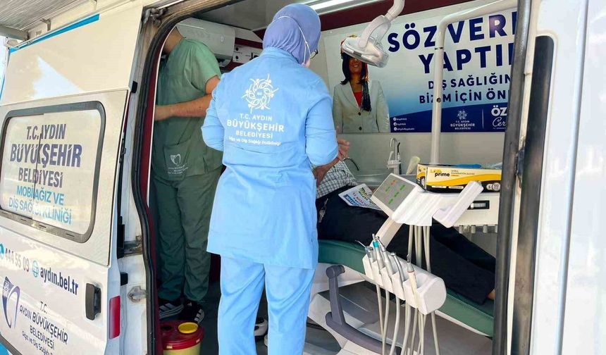 Aydın Büyükşehir Belediyesi Mobil Ağız ve Diş Sağlığı Klinikleri'ne vatandaşlardan yoğun ilgi
