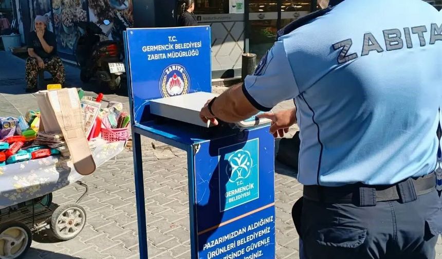 Germencik'te semt pazarında etiket ve tartı denetimi