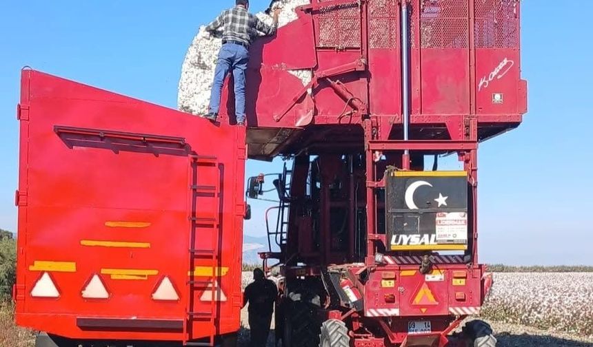 Söke'de pamuk hasat makineleri kontrol ediliyor